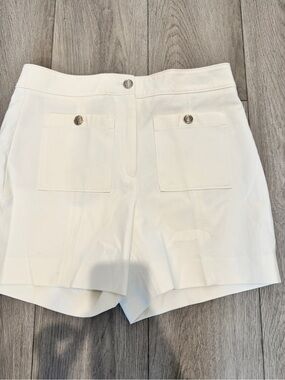 White House Black Market white High-Waist Button Pocket Shorts